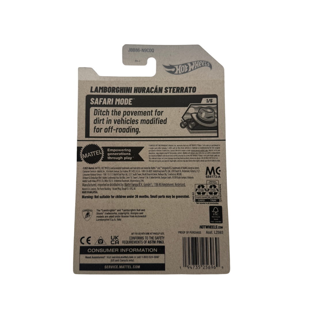 Hot Wheels Lamborghini Huracán Sterrato – Safari Mode Series (1/5) – Off-Road Supercar 2023 Edition