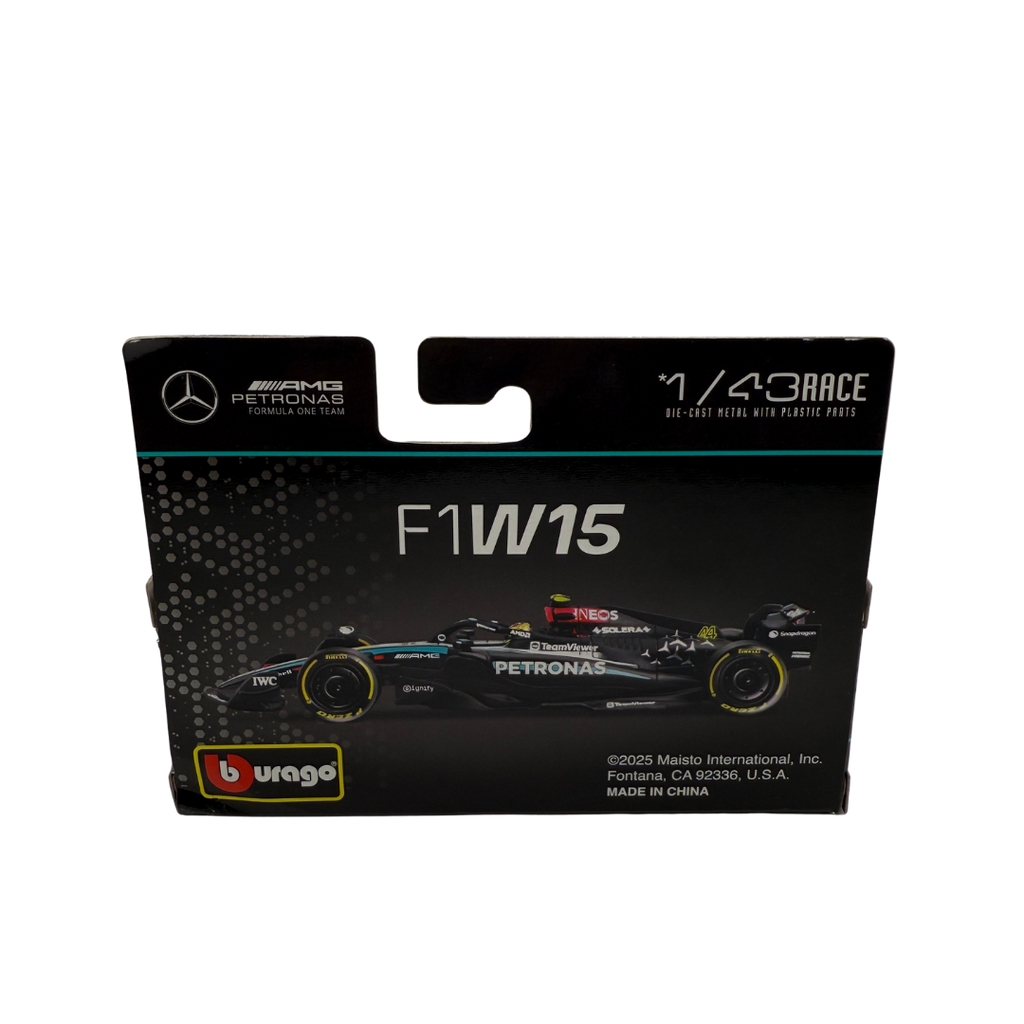 Bburago 1:43 Mercedes-AMG Petronas F1 W15 – Die-Cast Model – Lewis Hamilton / George Russell – Formula 1 Collectible