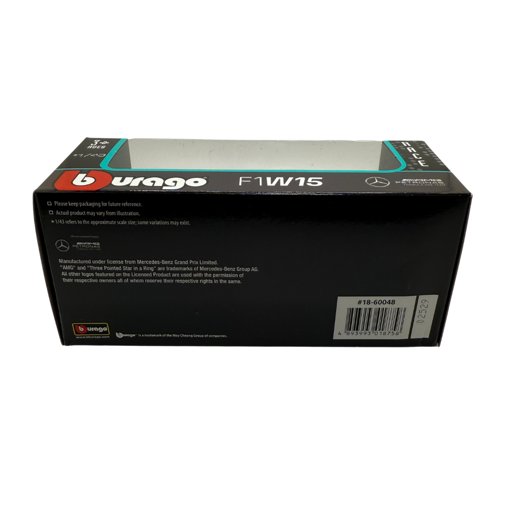 Bburago 1:43 Mercedes-AMG Petronas F1 W15 – Die-Cast Model – Lewis Hamilton / George Russell – Formula 1 Collectible