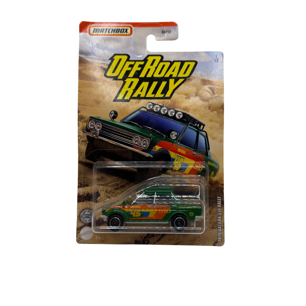Matchbox 1970 Datsun 510 Rally – Off Road Rally Series – 1/12 – Diecast – NEW