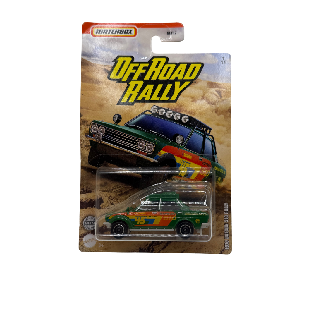 Matchbox 1970 Datsun 510 Rally – Off Road Rally Series – 1/12 – Diecast – NEW