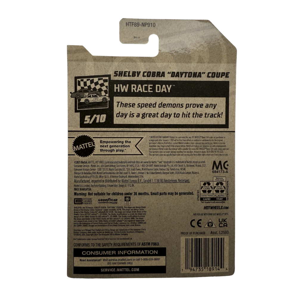 Hot Wheels Shelby Cobra “Daytona” Coupe – HW Race Day 5/10 (Gulf Livery)