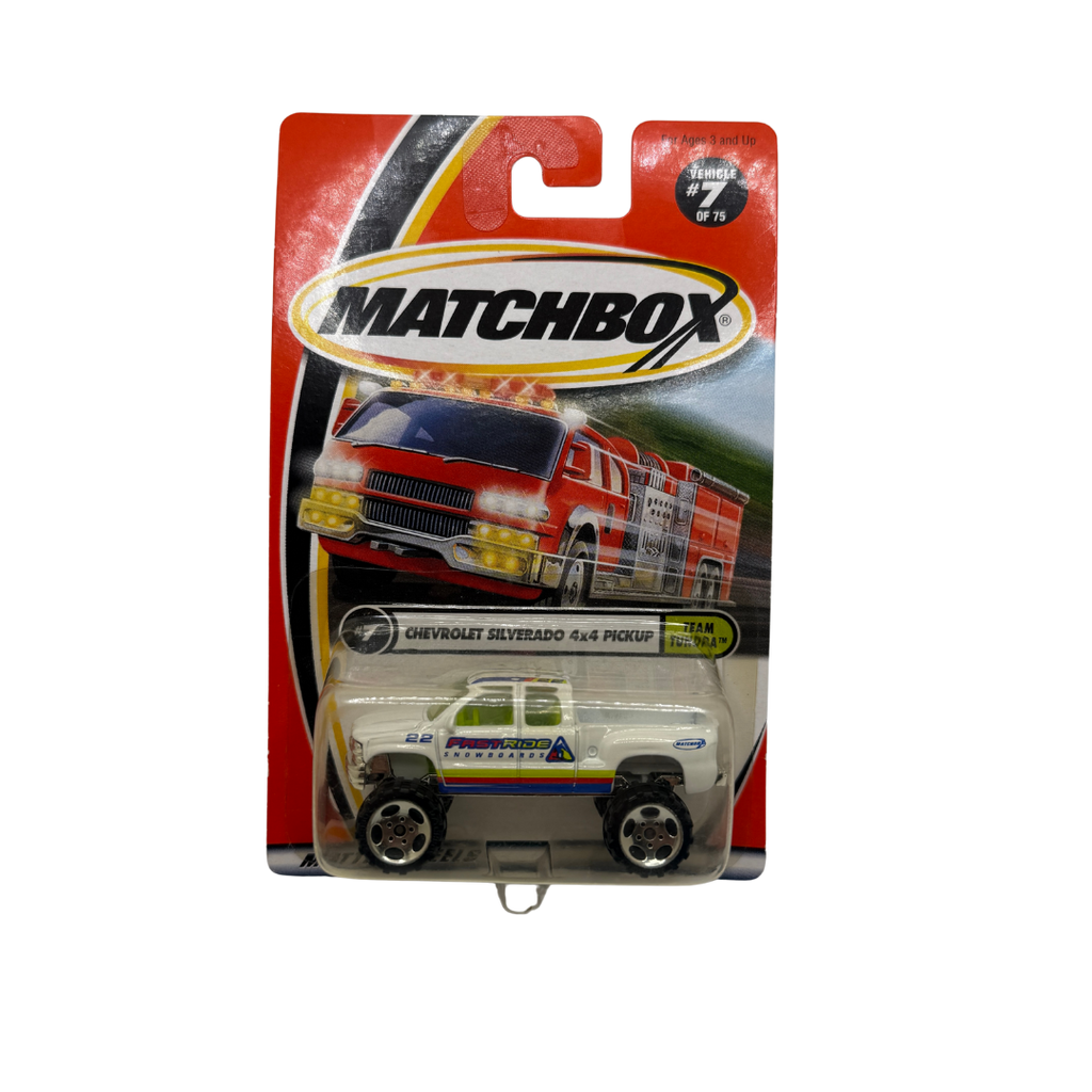 Matchbox 2001 Chevrolet Silverado 4x4 Pickup #7/75 Team Rescue – Vintage Diecast Truck