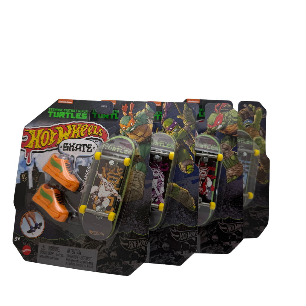 Hot Wheels Skate x Teenage Mutant Ninja Turtles 4-Pack – TMNT Character Complete Fingerboard Set (Leonardo, Donatello, Raphael, Michelangelo)