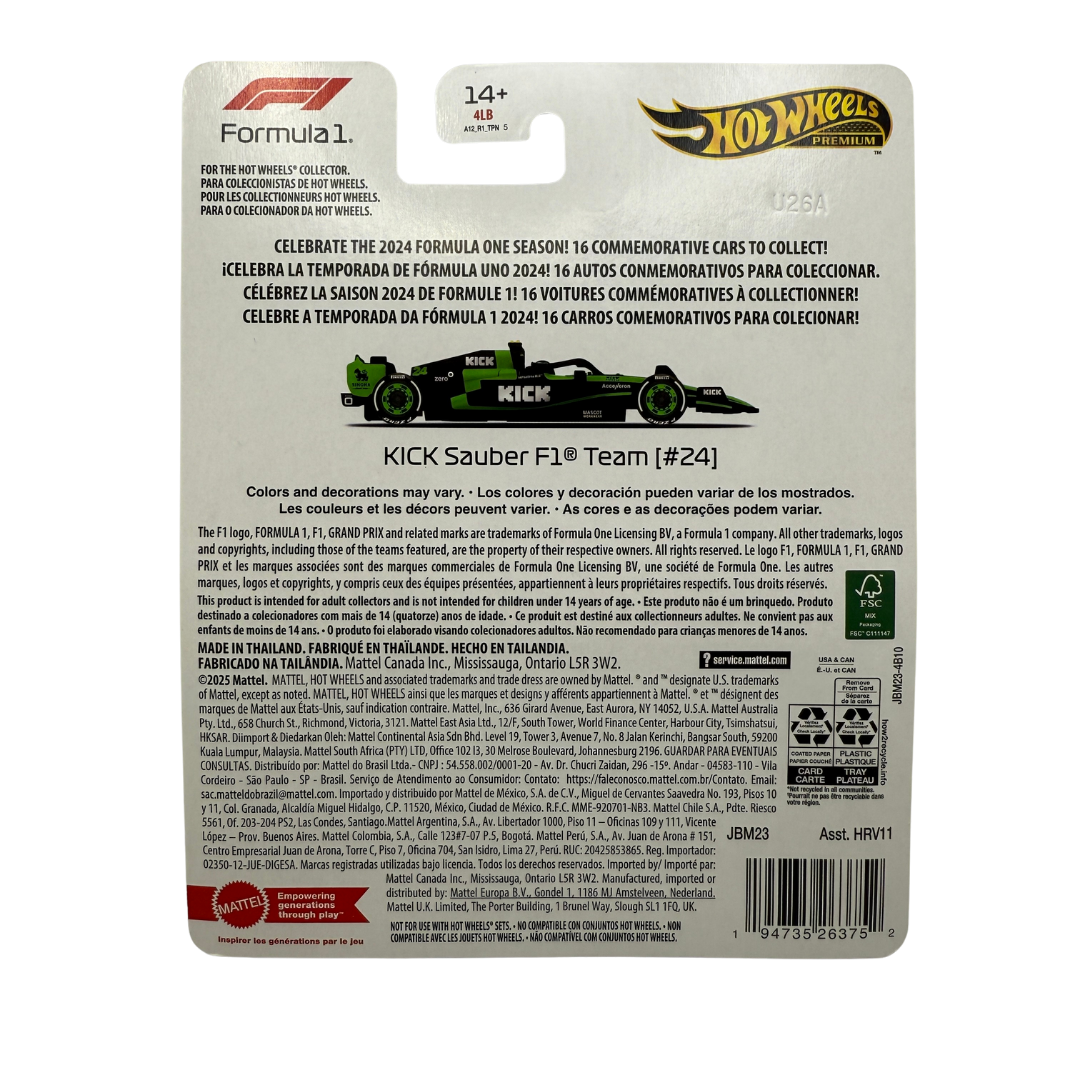 Hot Wheels Premium 2024 – KICK Sauber F1® Team #24 | Formula 1 Die-Cast