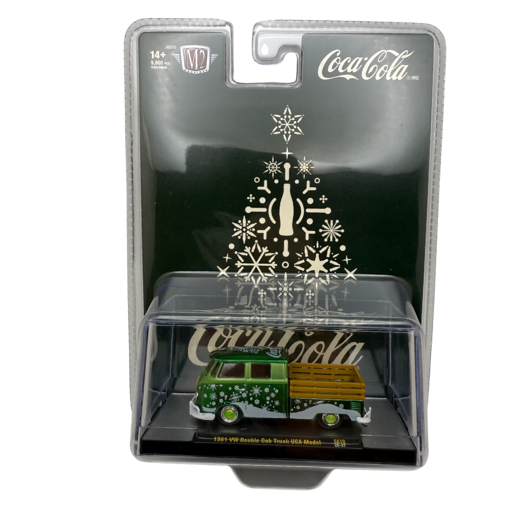 M2 Machines Coca-Cola 1961 VW Double Cab Truck – Holiday Edition Diecast (1:64 Scale)
