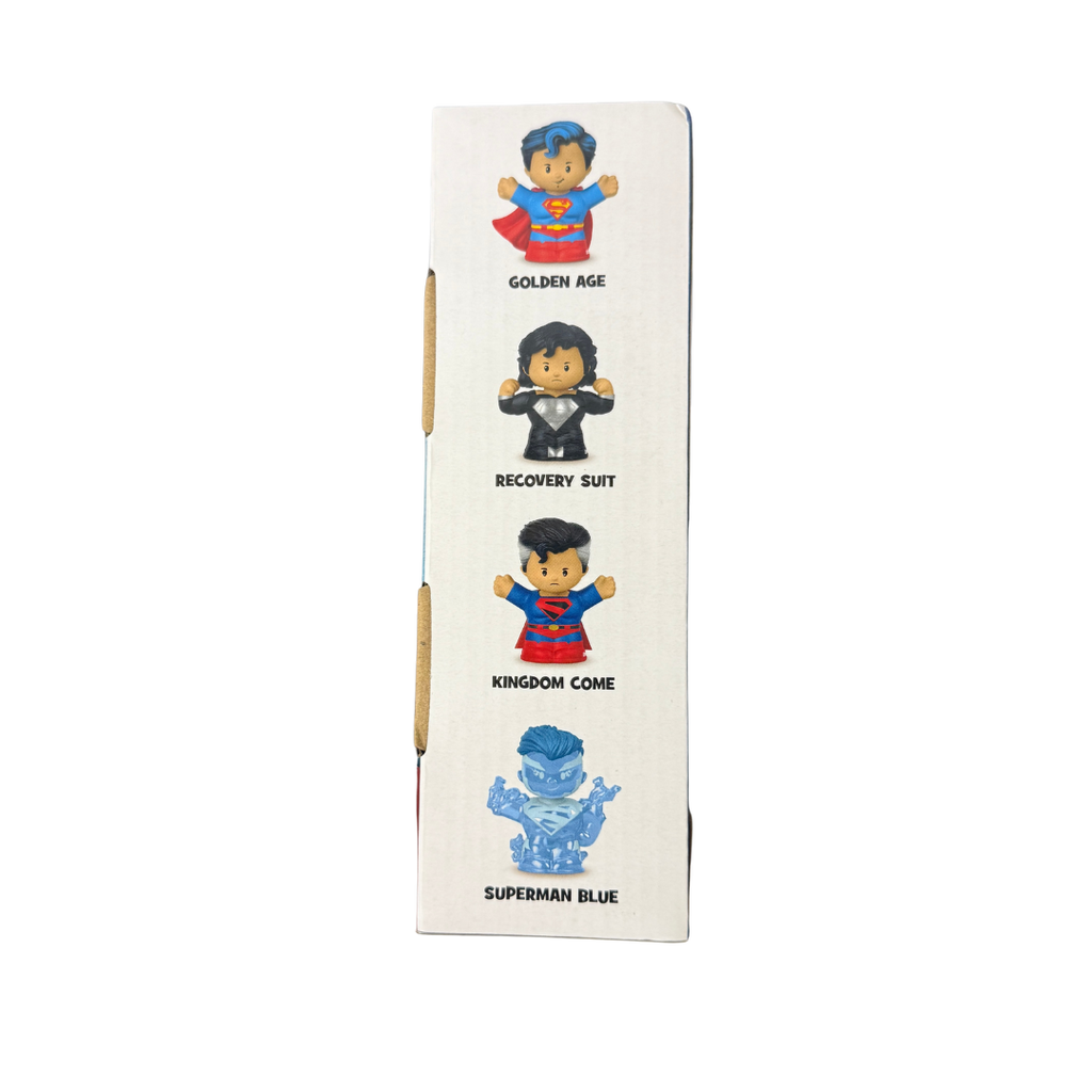 Little People Collector DC Superman Figure Set – Golden Age, Recovery Suit, Kingdom Come & Superman Blue – Mattel Fisher-Price – New in Box