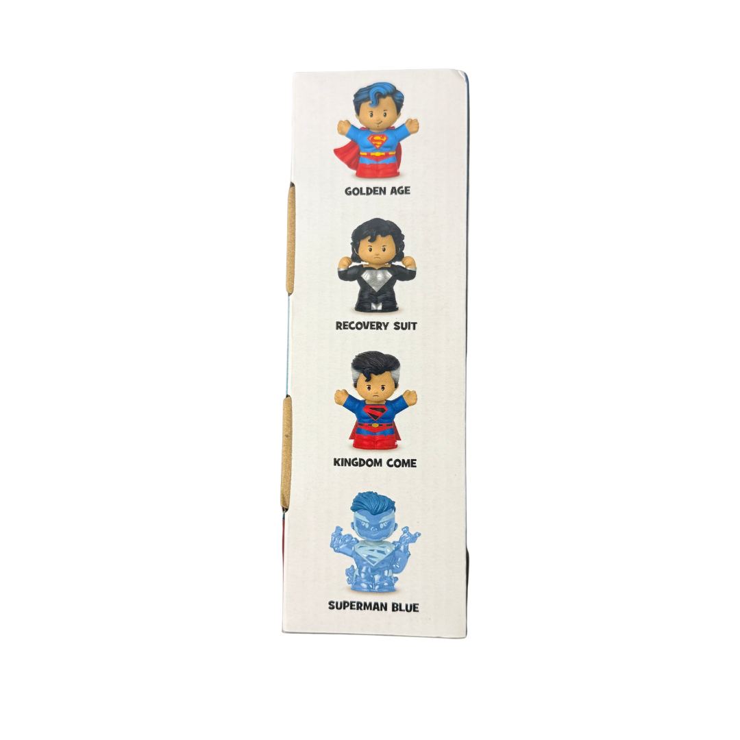 Little People Collector DC Superman Figure Set – Golden Age, Recovery Suit, Kingdom Come & Superman Blue – Mattel Fisher-Price – New in Box
