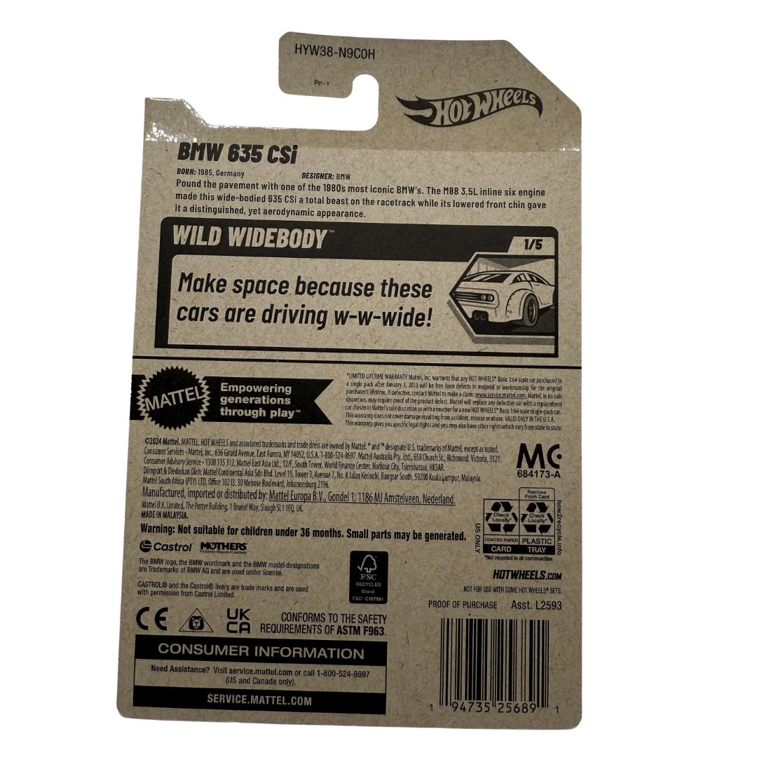 Hot Wheels BMW 635 CSi — Wild Widebody Series (1/5) — New for 2025