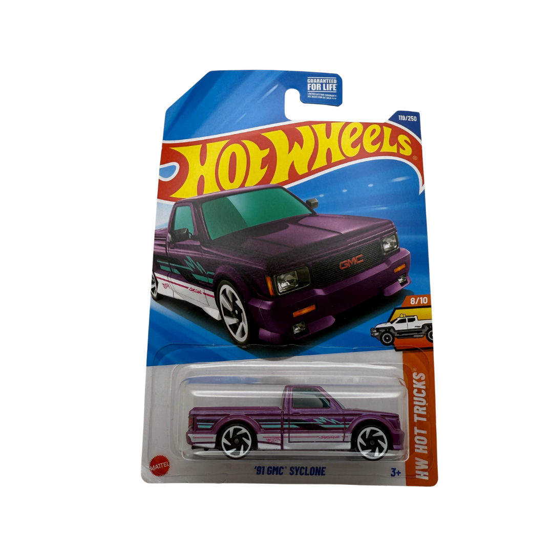 Hot Wheels ’91 GMC Syclone – HW Hot Trucks Series (8/10) – Purple – 2023 Mainline #118/250