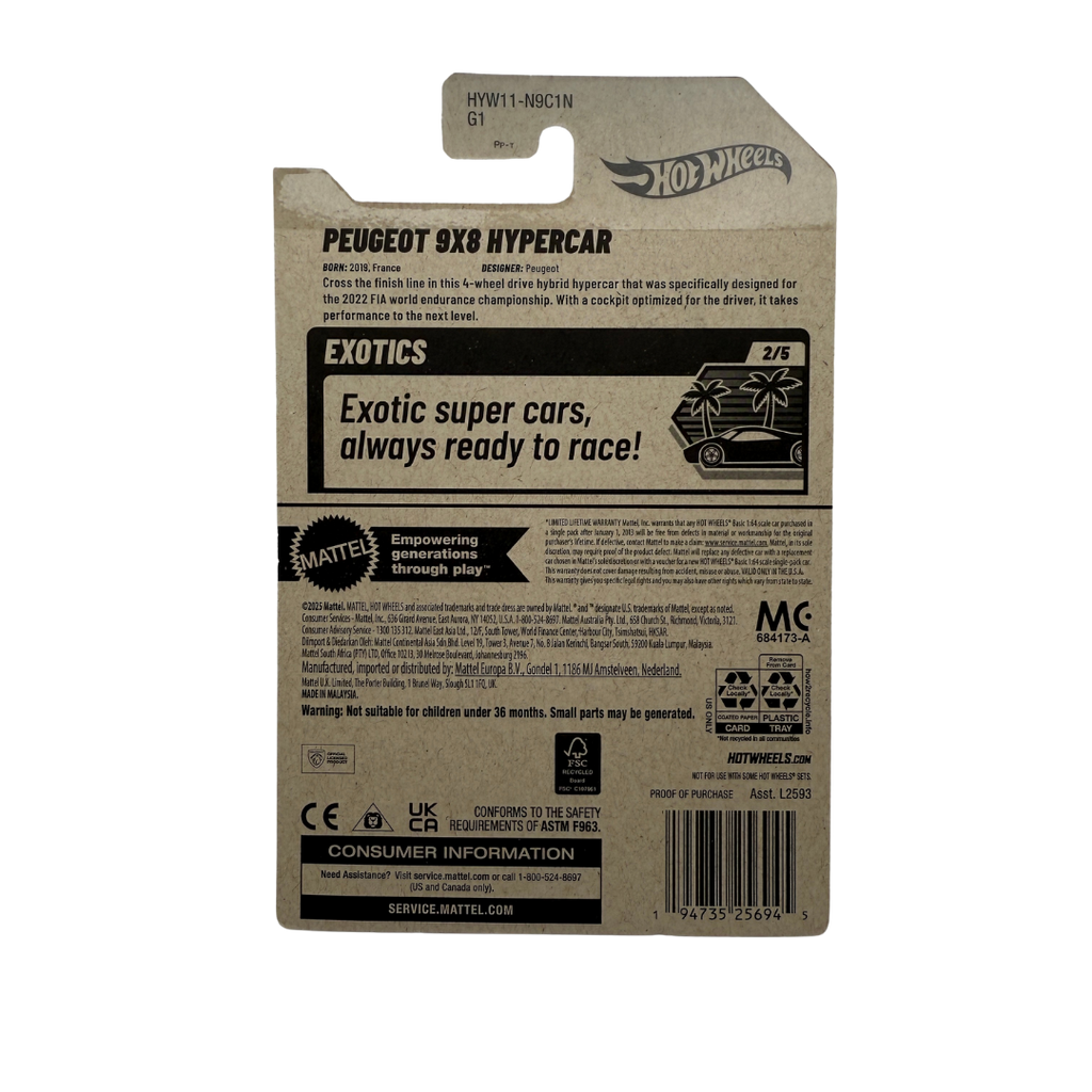 Hot Wheels Peugeot 9X8 Hypercar – Exotics Series (2/5, New for 2025)