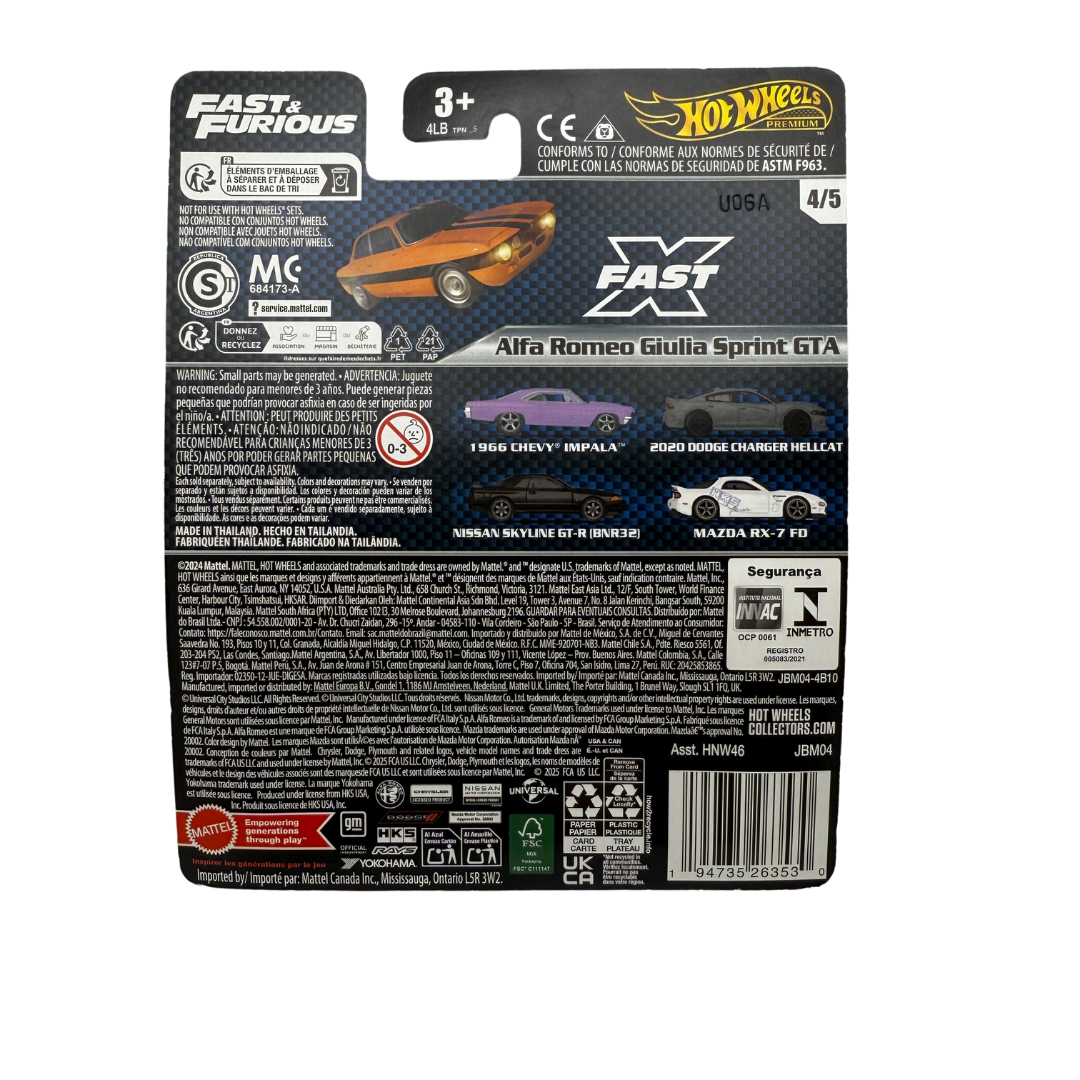 Hot Wheels Alfa Romeo Giulia Sprint GTA – Fast & Furious Premium (4/5)