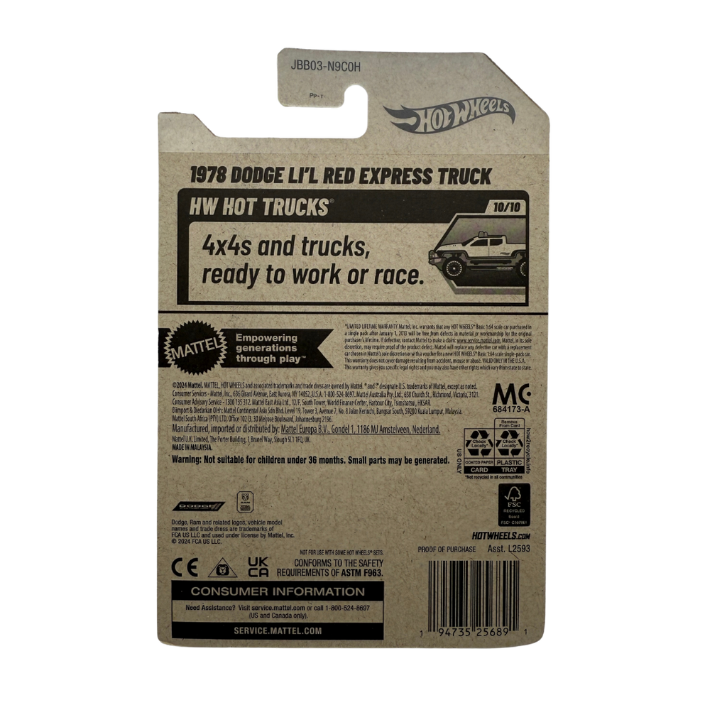 Hot Wheels 1978 Dodge Li’l Red Express Truck – HW Hot Trucks Series (10/10)