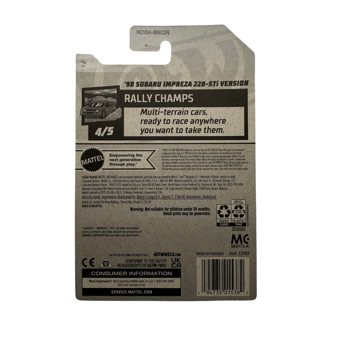 Hot Wheels ’98 Subaru Impreza 22B-STi Version – Treasure Hunt (Rally Champs Series 4/5)