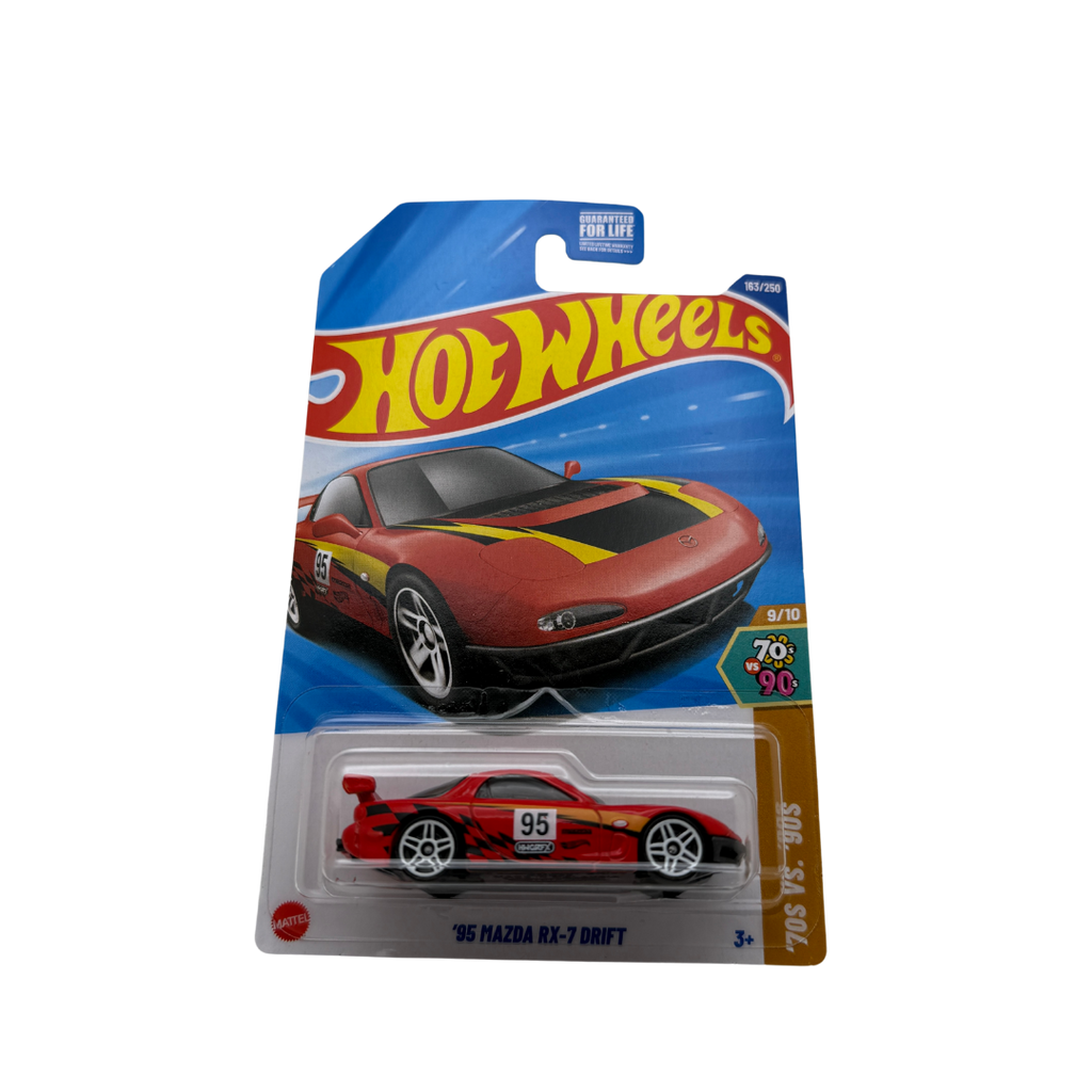 Hot Wheels ’95 Mazda RX-7 Drift – 70s vs 90s Series | 9/10 Mainline 2023 | Red & Yellow